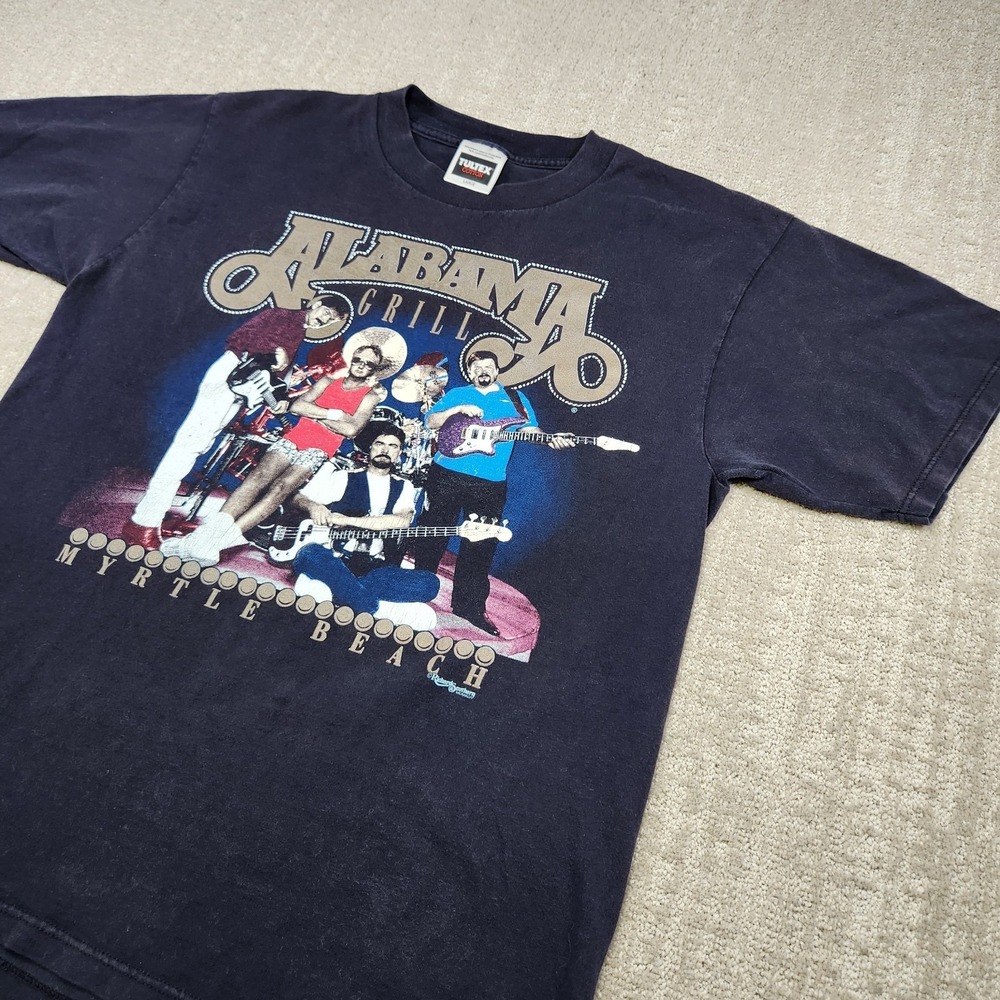 Vintage 90s Alabama Band Tee Shirt Adult Large Myrtle Beach Grill Black Tultex